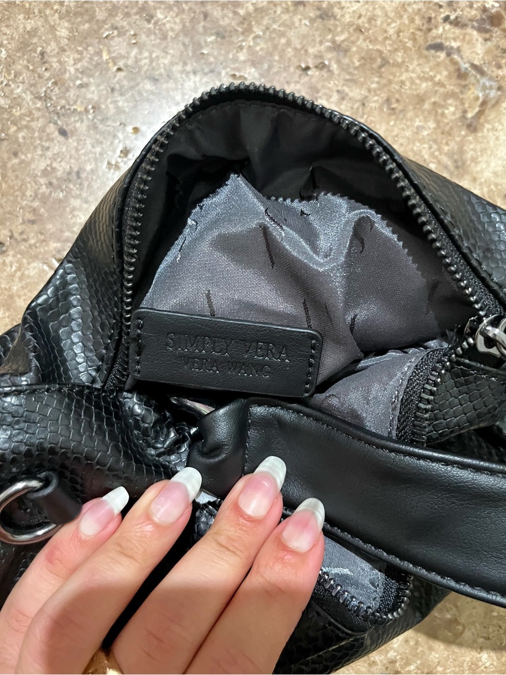 Simply Vera Vera Wang Black Snake Embossed Y2K Shoulder Bag - Picture 7 of 7